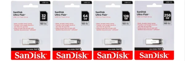 SanDisk Ultra Flair 32GB_64GB_128GB_256GB USB 3.0 Pen Drive (Silver)